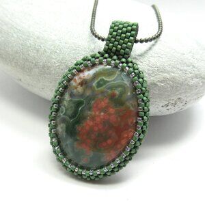 Ocean Jasper Handwoven pendant